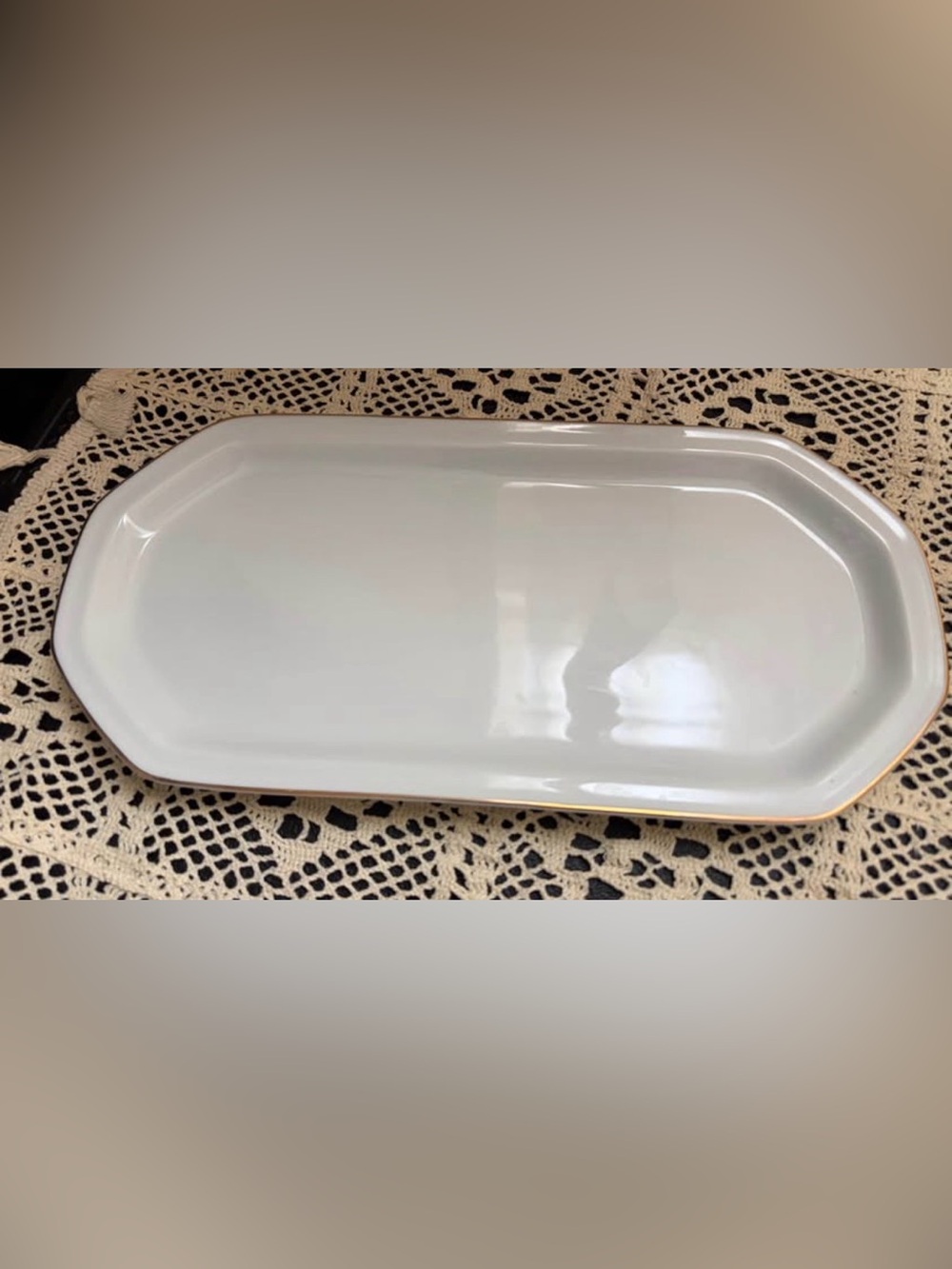 New vintage white with gold trim serving tray platter from the MONACO toscany